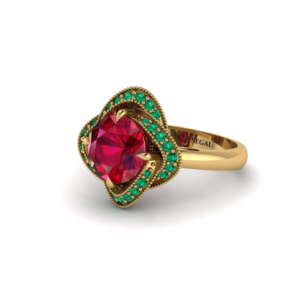 Ruby Floral Infinity Engagement Ring - Brinley No. 25