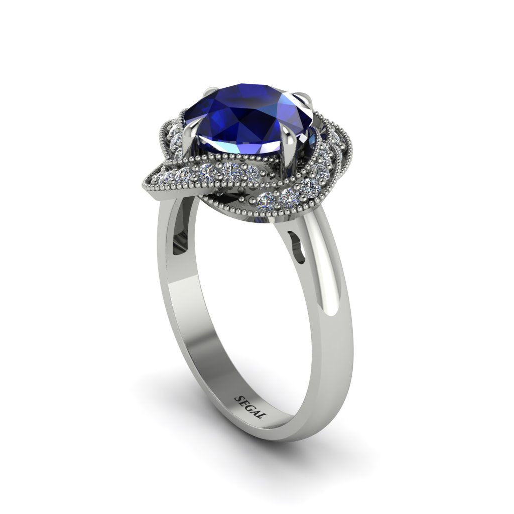 Sapphire Floral Infinity Engagement Ring - Brinley No. 15