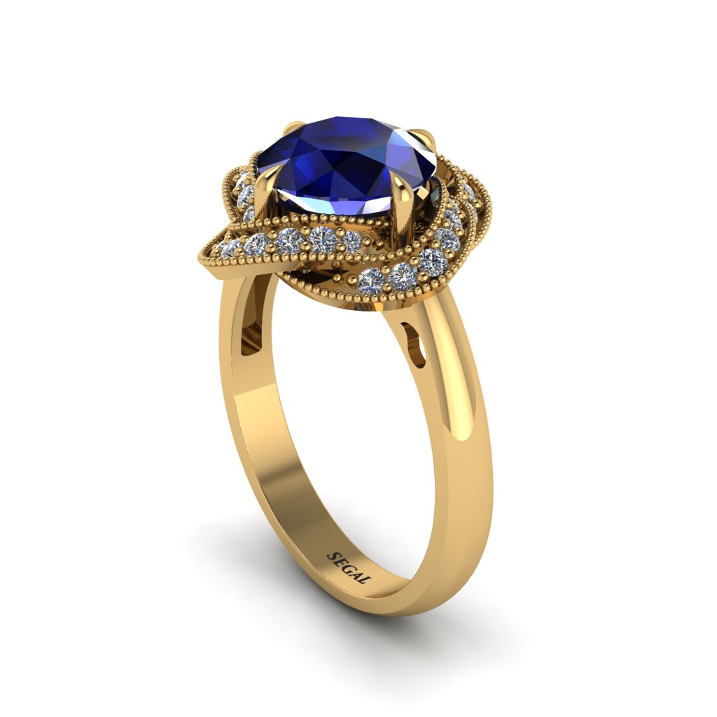 Sapphire Floral Infinity Engagement Ring - Brinley No. 13