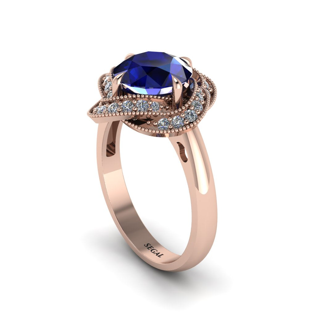 Sapphire Floral Infinity Engagement Ring - Brinley No. 14