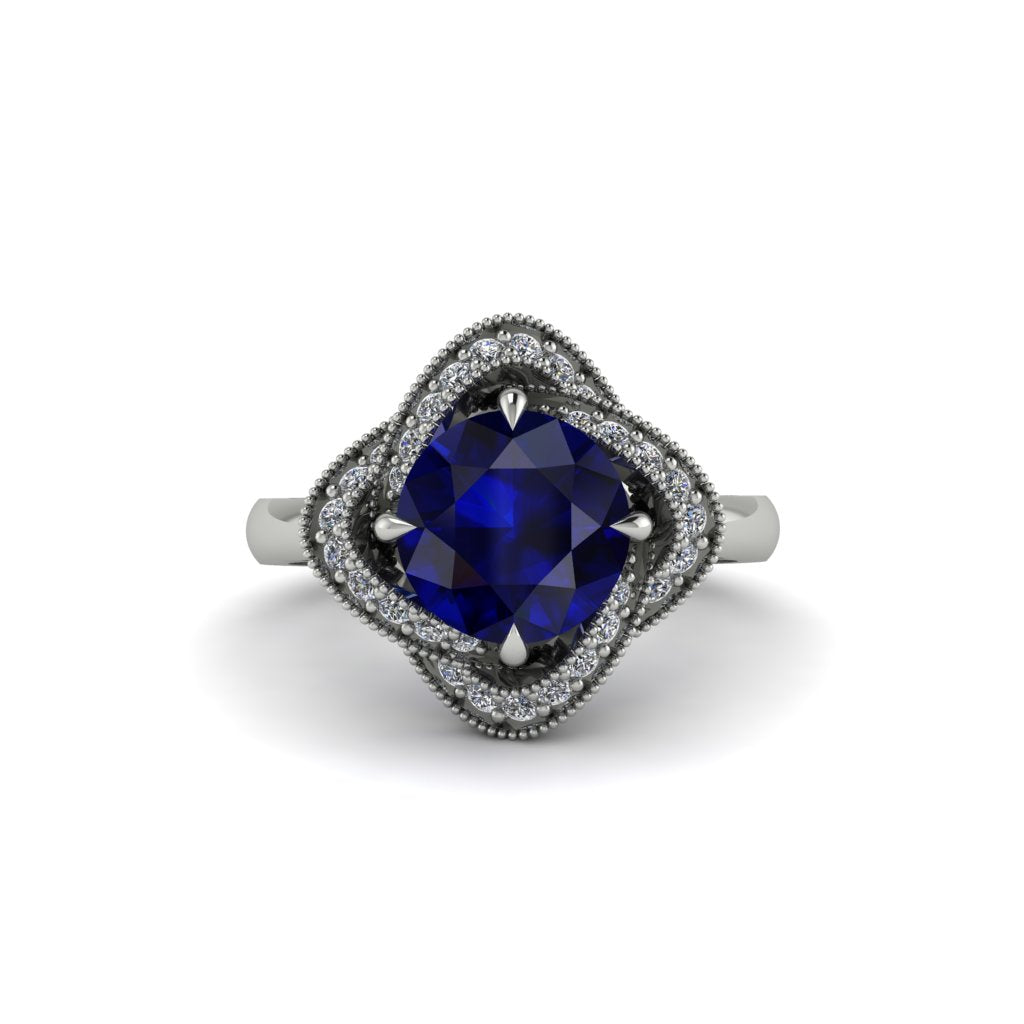 Sapphire Floral Infinity Engagement Ring - Brinley No. 15