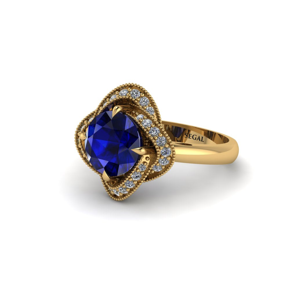 Sapphire Floral Infinity Engagement Ring - Brinley No. 13