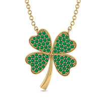 Four-Leaf Clover Pendant In Solid Gold With Emerald - Madeline No. 4 image 1
