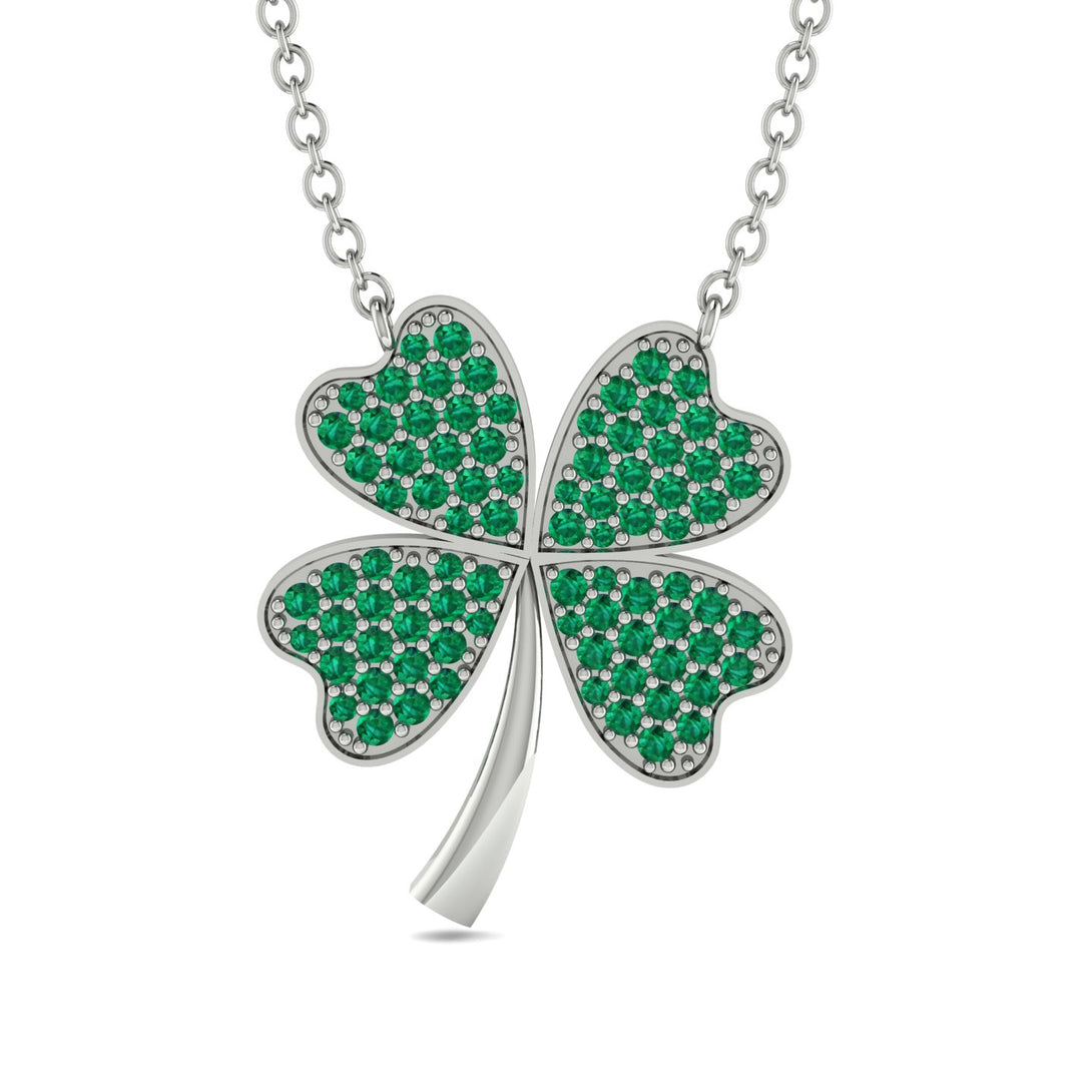 Four-Leaf Clover Pendant In Solid Gold With Emerald - Madeline No. 6