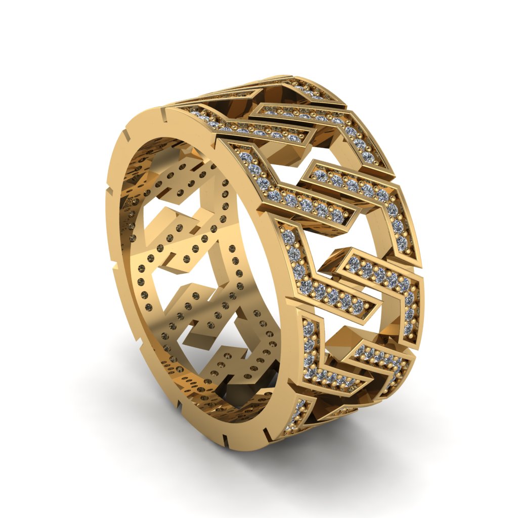 Diamond Geometric Elegance Gold Wedding Ring - Darby No. 1