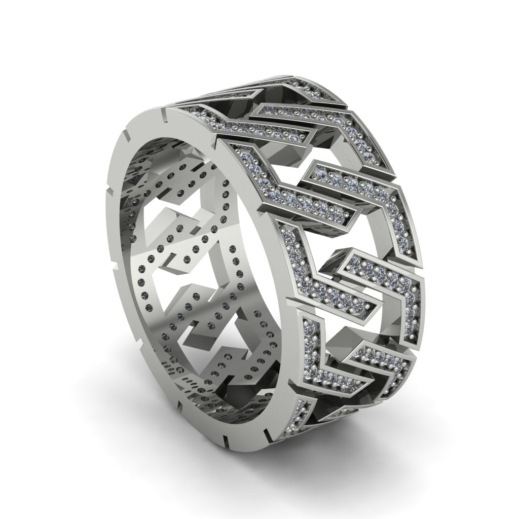 Diamond Geometric Elegance Gold Wedding Ring - Darby No. 3