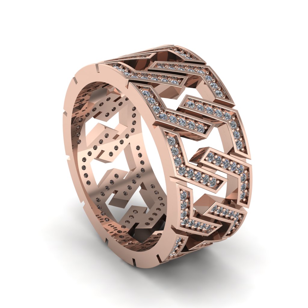 Diamond Geometric Elegance Gold Wedding Ring - Darby No. 2