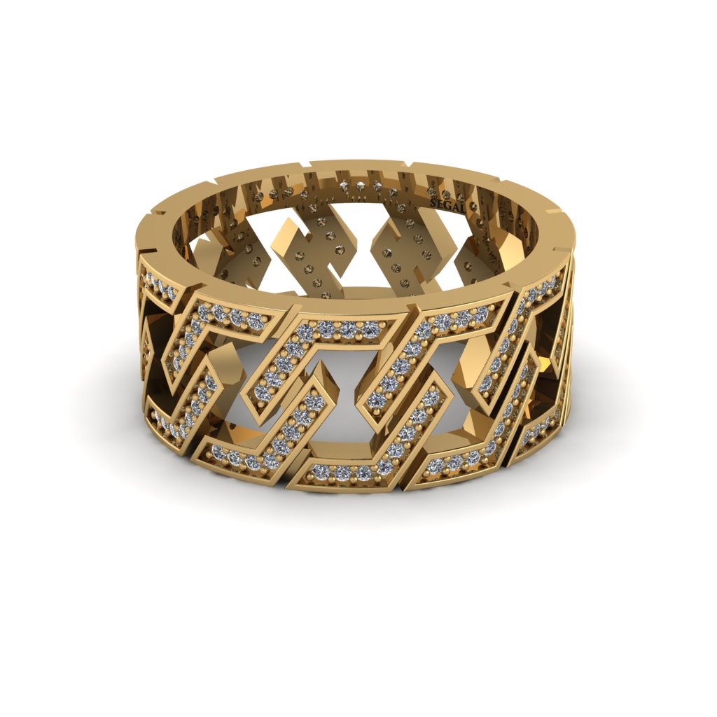 Diamond Geometric Elegance Gold Wedding Ring - Darby No. 1