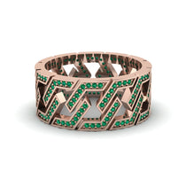 Emerald Geometric Elegance Gold Wedding Ring - Darby No. 5 image 1