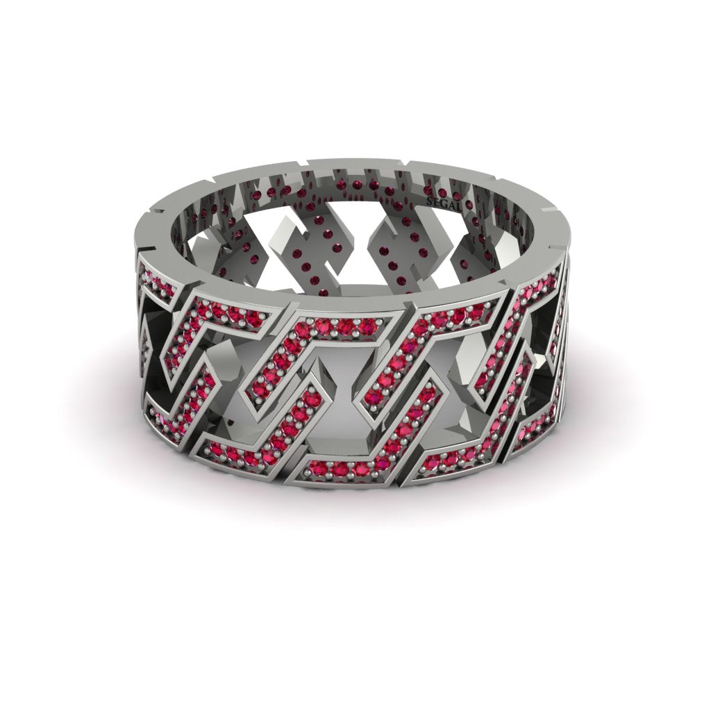 Ruby Geometric Elegance Gold Wedding Ring - Darby No. 12