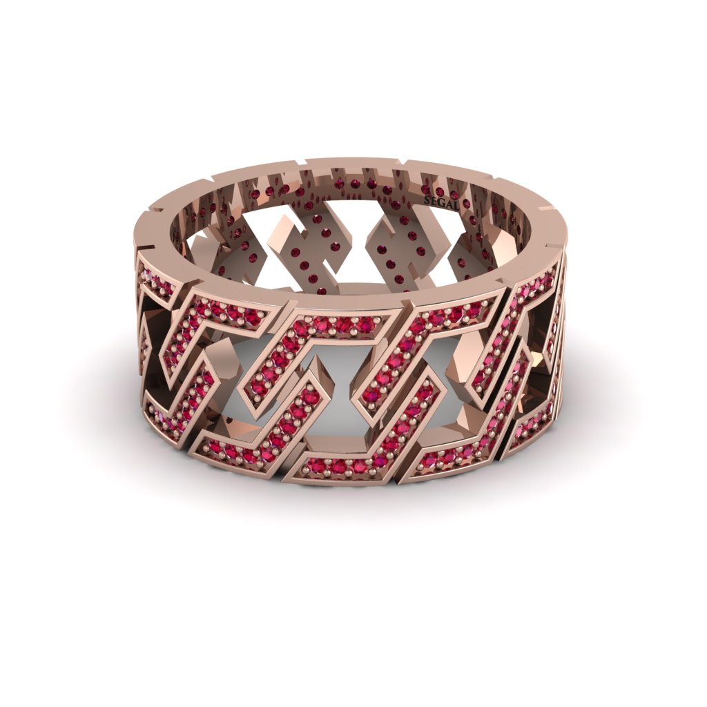 Ruby Geometric Elegance Gold Wedding Ring - Darby No. 11