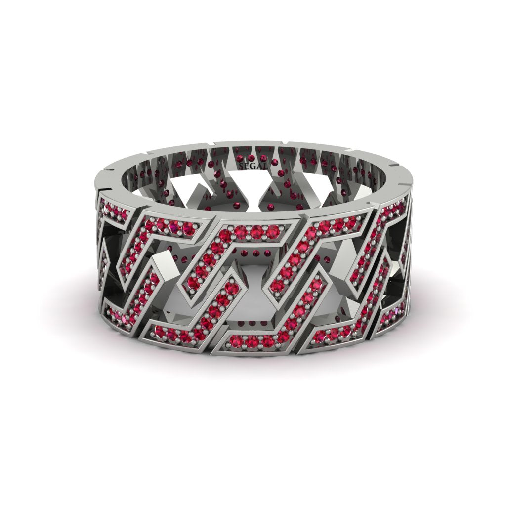 Ruby Geometric Elegance Gold Wedding Ring - Darby No. 12