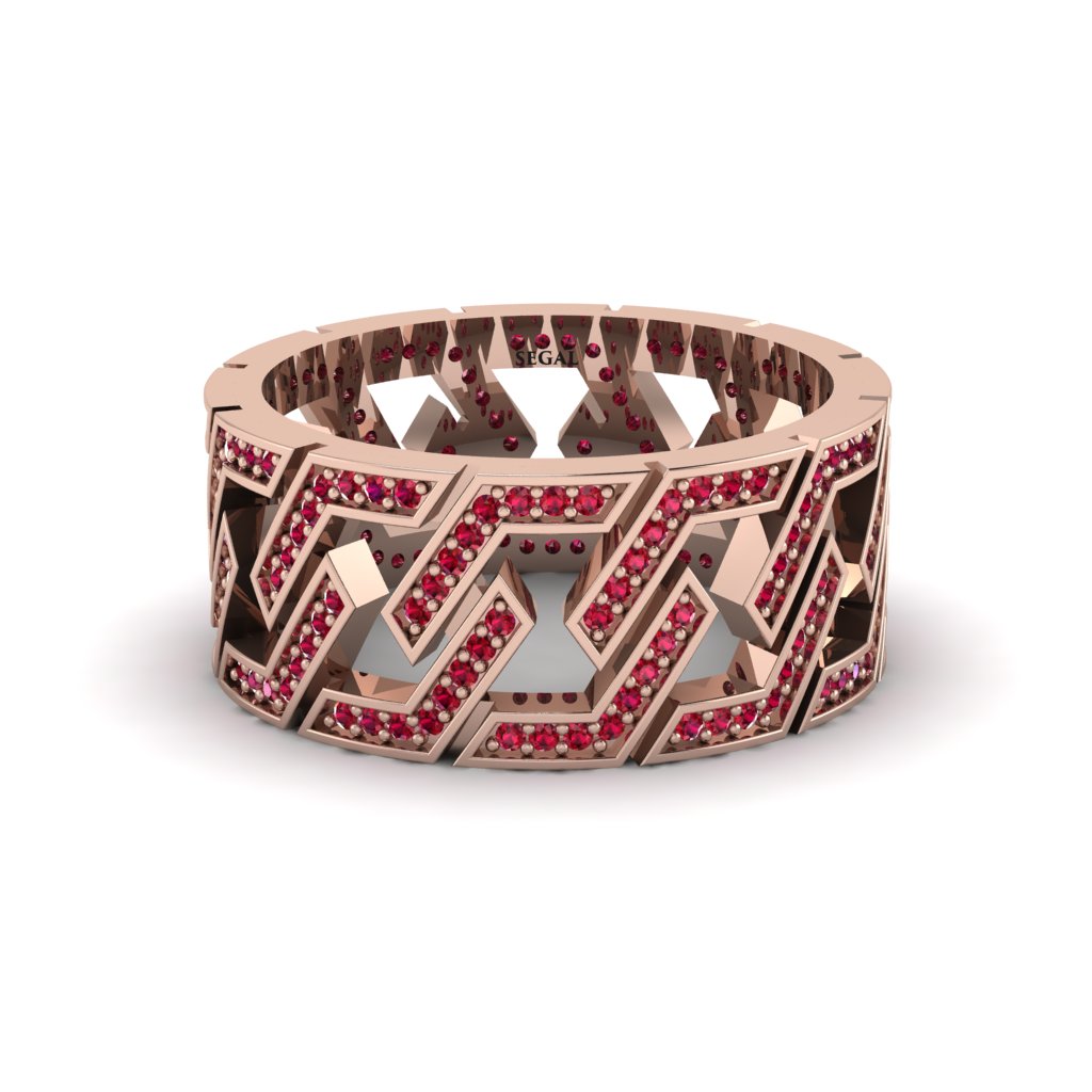 Ruby Geometric Elegance Gold Wedding Ring - Darby No. 11