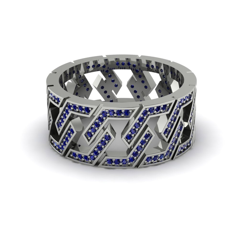 Sapphire Geometric Elegance Gold Wedding Ring - Darby No. 15