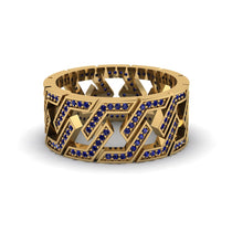 Sapphire Geometric Elegance Gold Wedding Ring - Darby No. 13 image 1