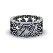 Sapphire Geometric Elegance Gold Wedding Ring - Darby No. 15 image 1