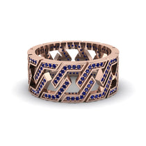 Sapphire Geometric Elegance Gold Wedding Ring - Darby No. 14 image 1