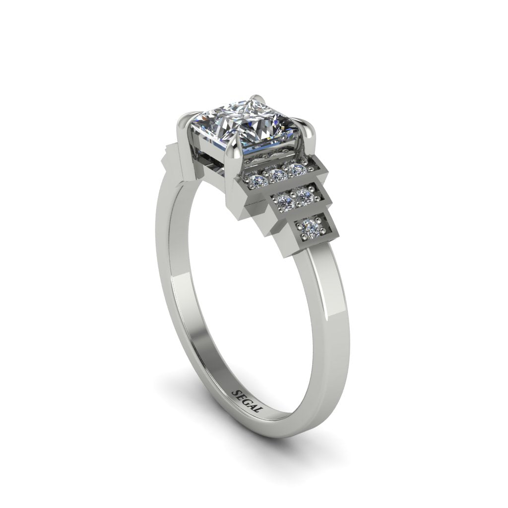 Diamond Geometric Princess Cut Engagement Ring - Thea No. 3