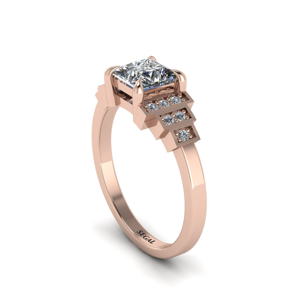 Diamond Geometric Princess Cut Engagement Ring - Thea No. 2