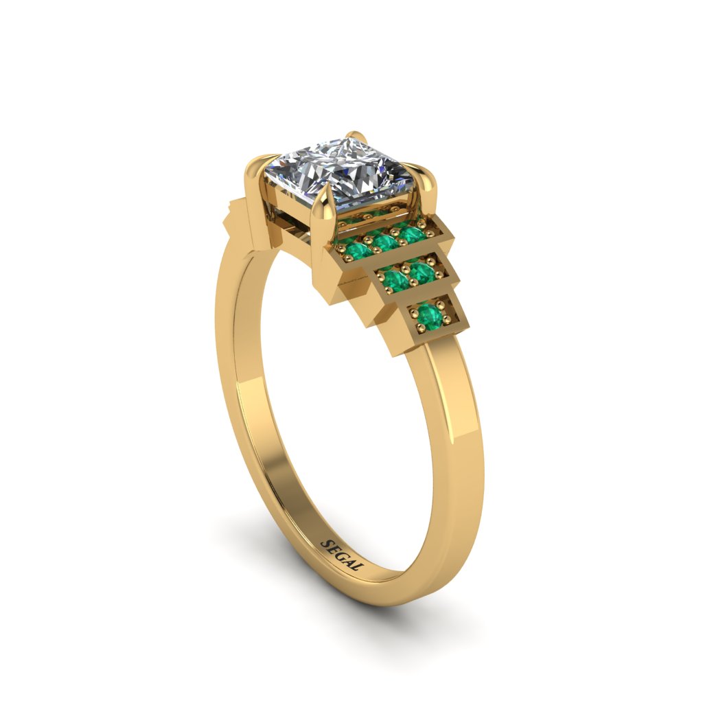 Diamond Geometric Princess Cut Engagement Ring - Thea No. 16