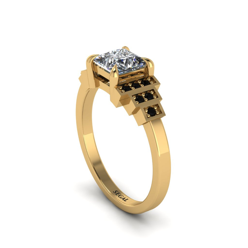 Diamond Geometric Princess Cut Engagement Ring - Thea No. 31