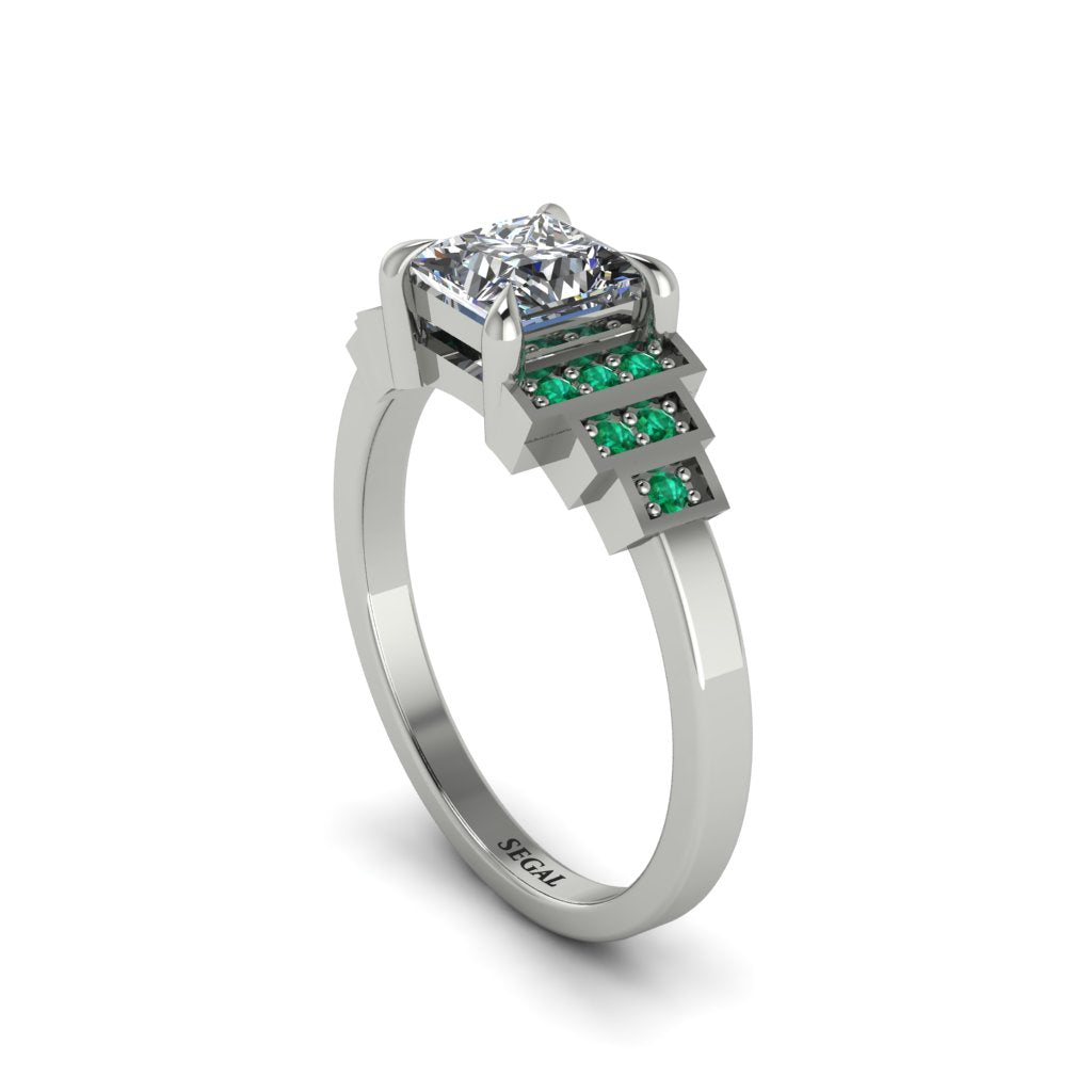 Diamond Geometric Princess Cut Engagement Ring - Thea No. 18