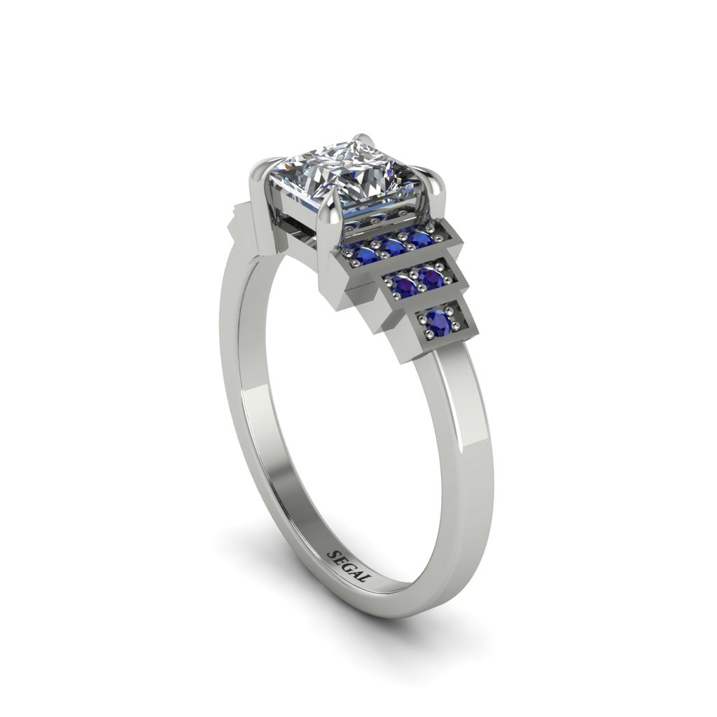 Diamond Geometric Princess Cut Engagement Ring - Thea No. 63