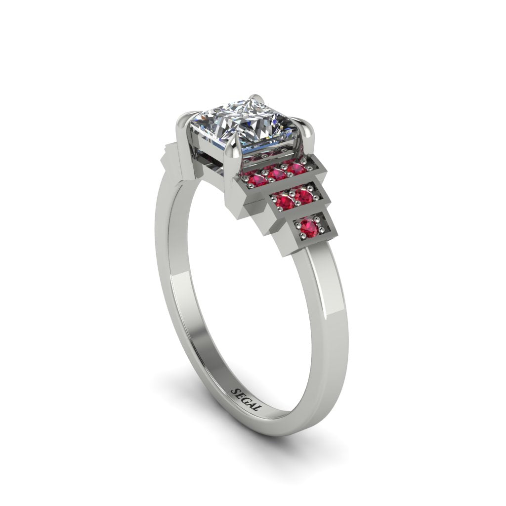 Diamond Geometric Princess Cut Engagement Ring - Thea No. 48
