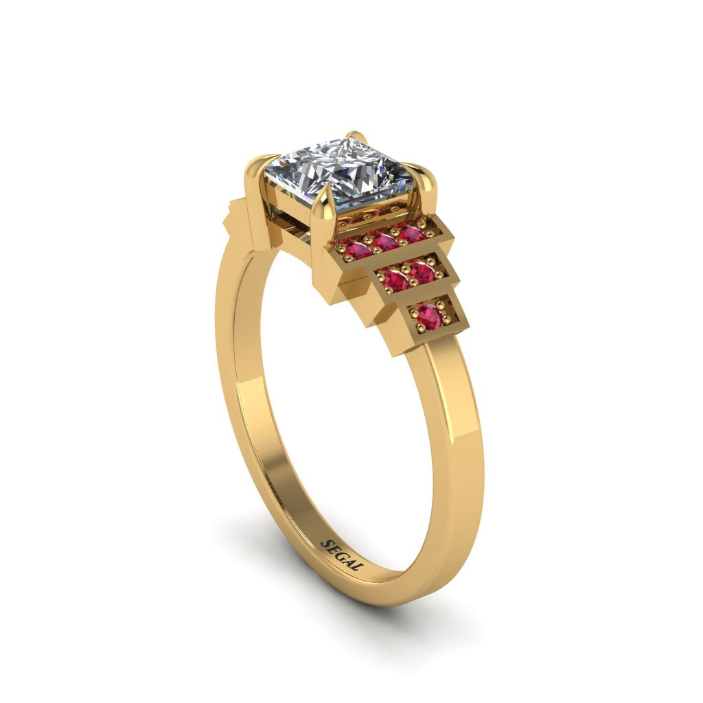 Diamond Geometric Princess Cut Engagement Ring - Thea No. 46