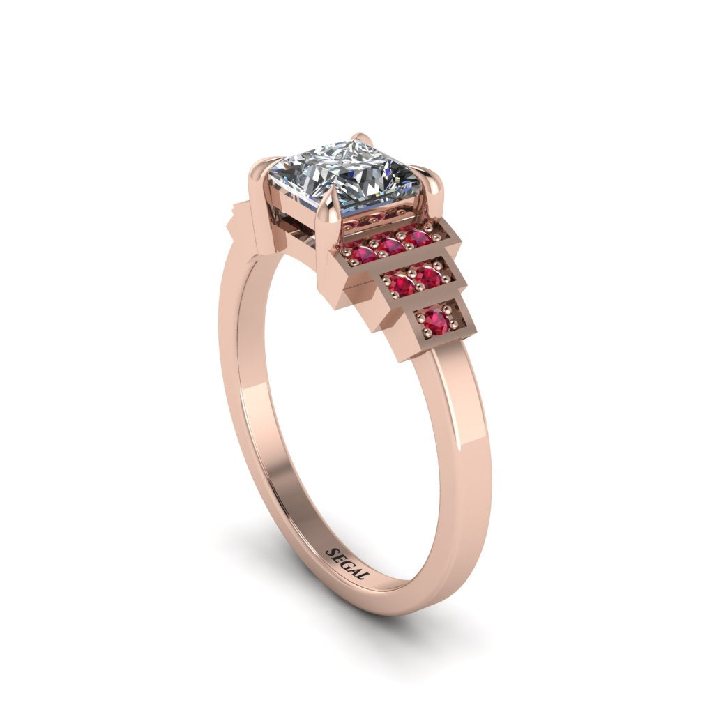 Diamond Geometric Princess Cut Engagement Ring - Thea No. 47