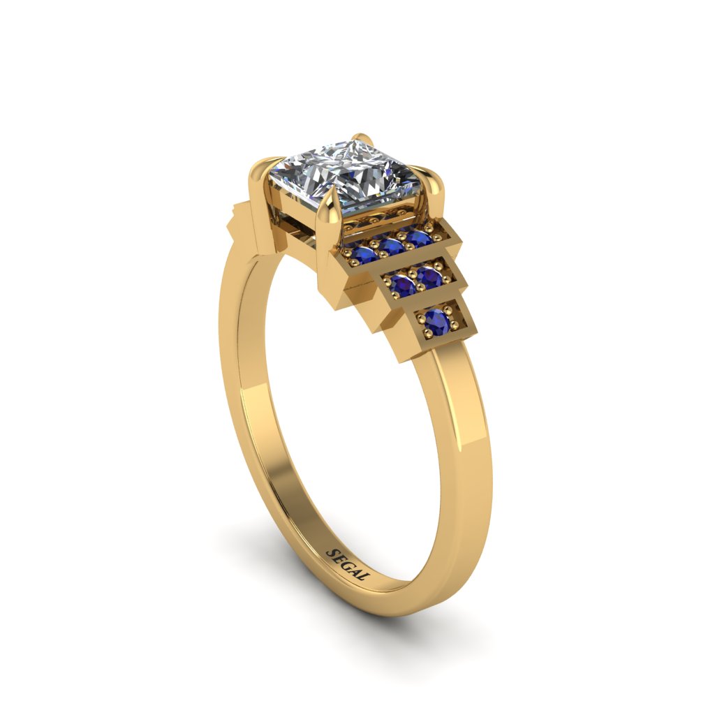 Diamond Geometric Princess Cut Engagement Ring - Thea No. 61