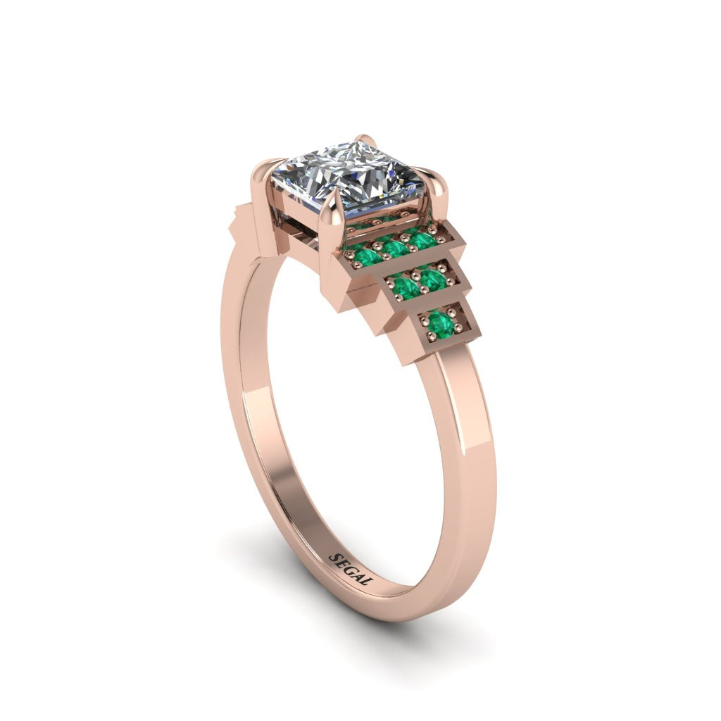 Diamond Geometric Princess Cut Engagement Ring - Thea No. 17