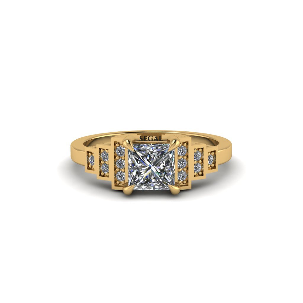 Diamond Geometric Princess Cut Engagement Ring - Thea No. 1