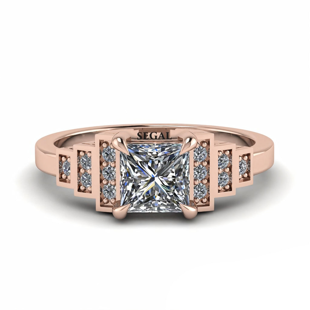 Diamond Geometric Princess Cut Engagement Ring - Thea No. 2