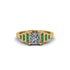 Diamond Geometric Princess Cut Engagement Ring - Thea No. 16