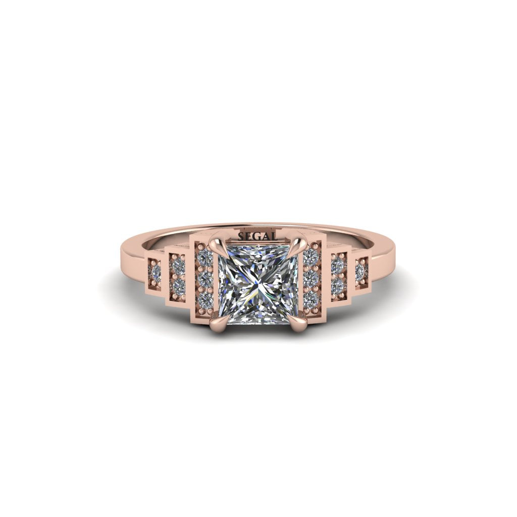 Diamond Geometric Princess Cut Engagement Ring - Thea No. 2