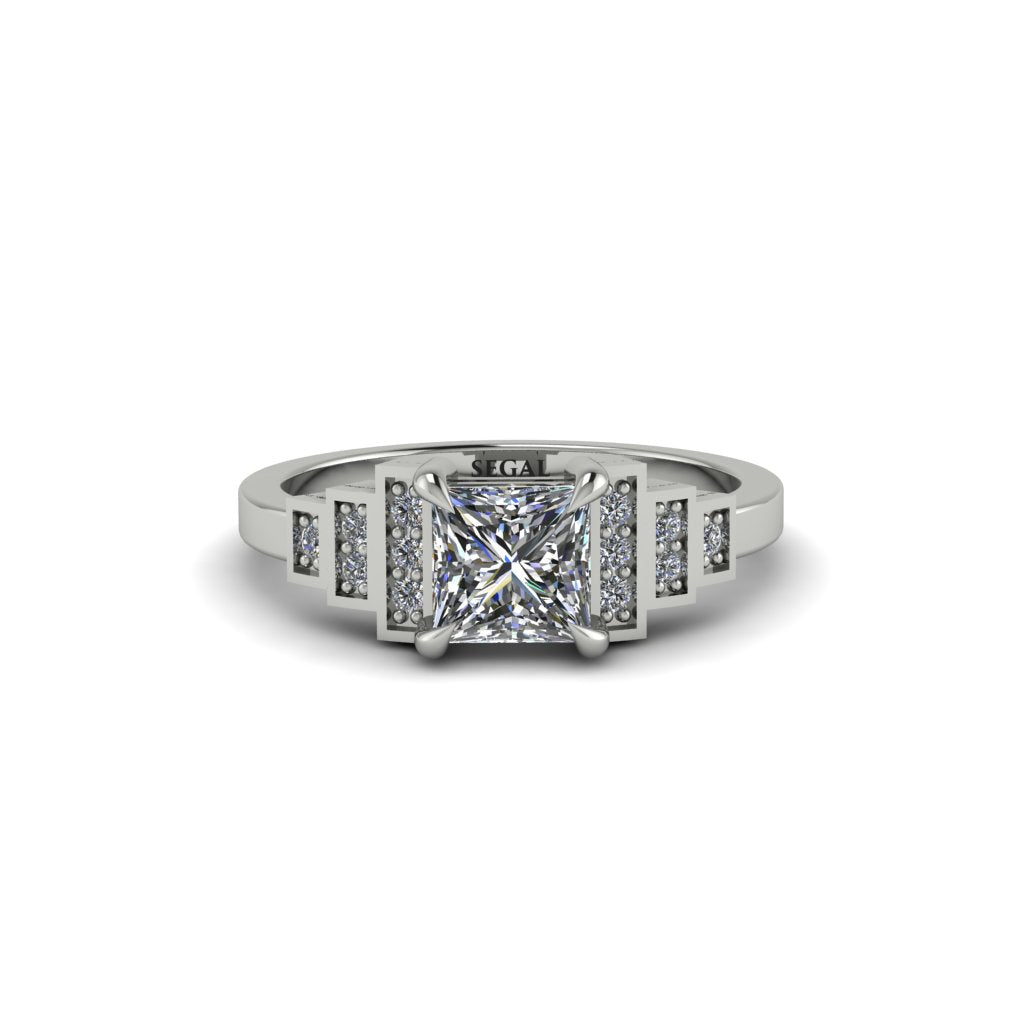 Diamond Geometric Princess Cut Engagement Ring - Thea No. 3