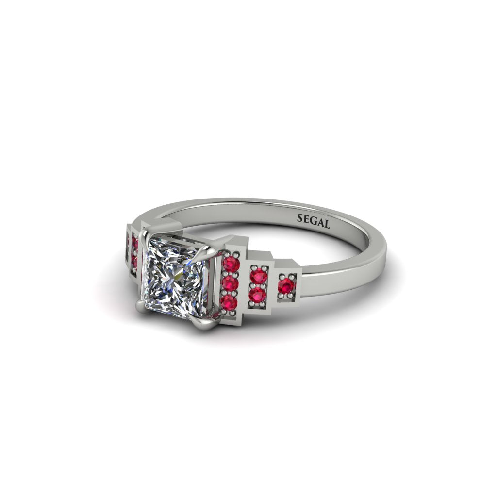 Diamond Geometric Princess Cut Engagement Ring - Thea No. 48