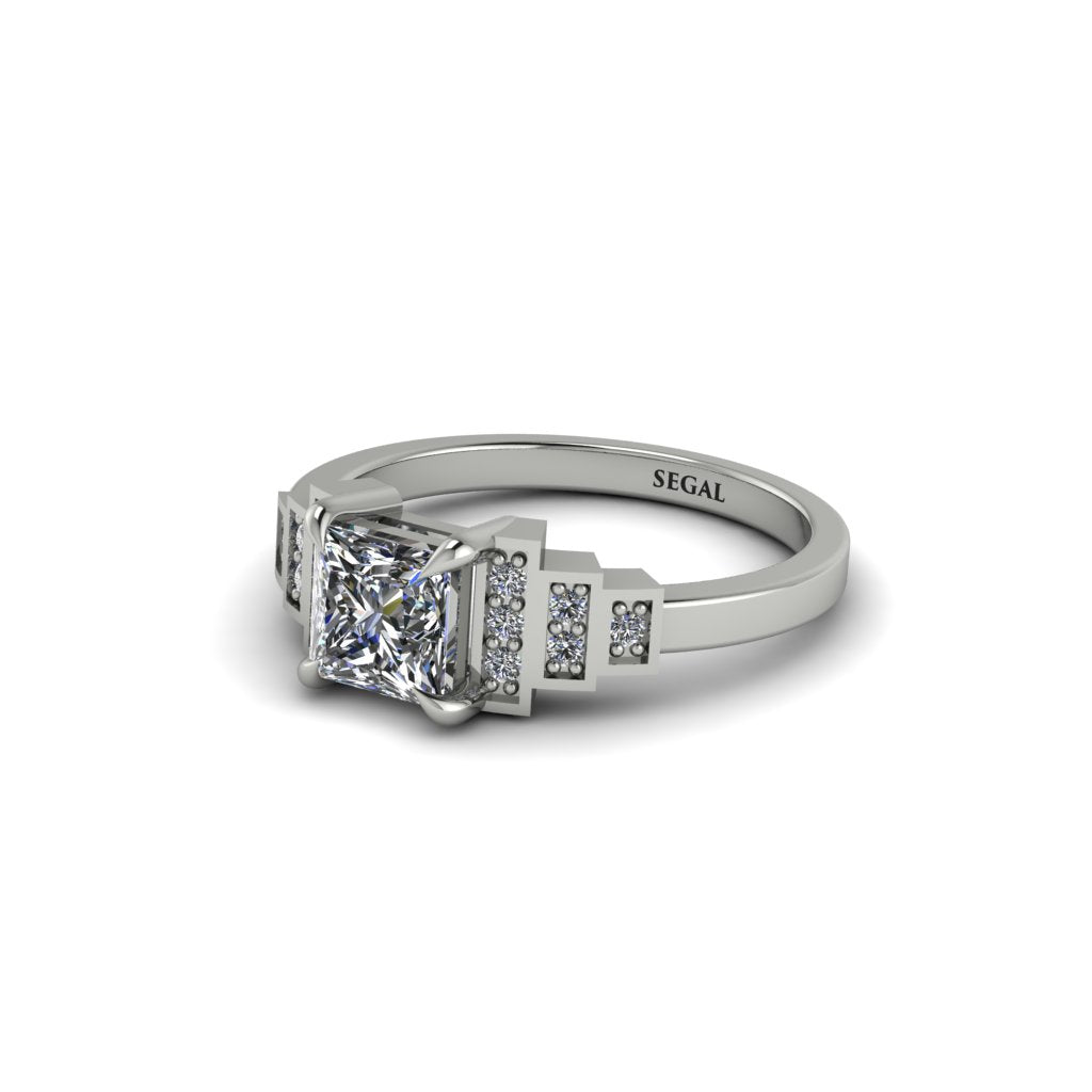 Diamond Geometric Princess Cut Engagement Ring - Thea No. 3