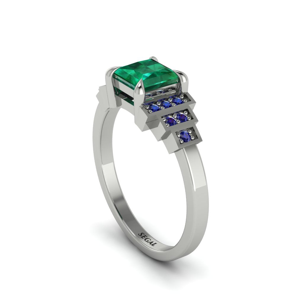 Emerald Geometric Princess Cut Engagement Ring - Thea No. 66