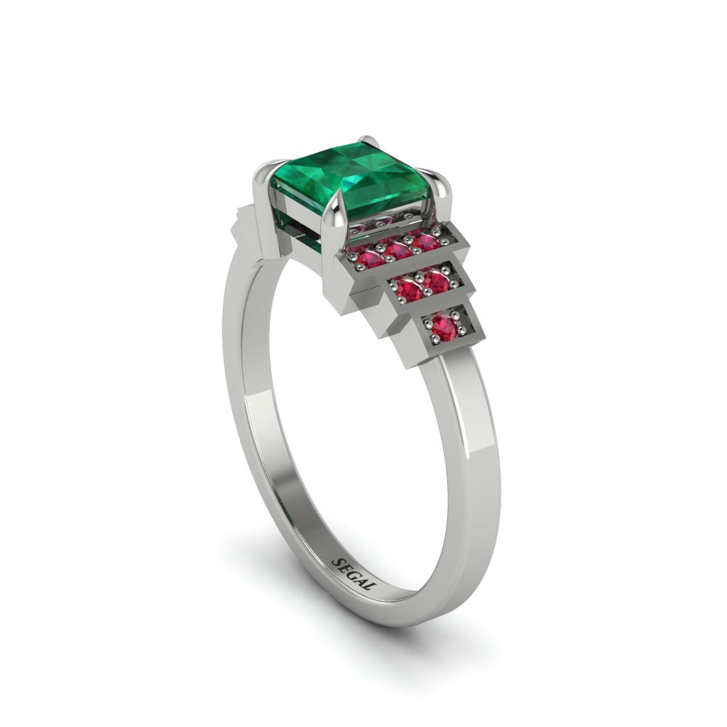 Emerald Geometric Princess Cut Engagement Ring - Thea No. 51
