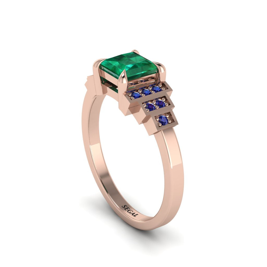 Emerald Geometric Princess Cut Engagement Ring - Thea No. 65