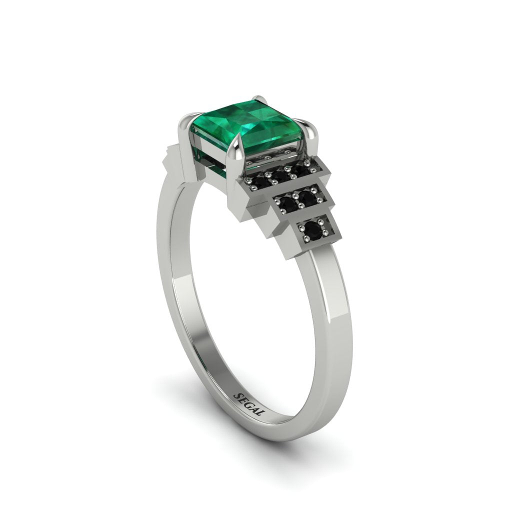 Emerald Geometric Princess Cut Engagement Ring - Thea No. 36