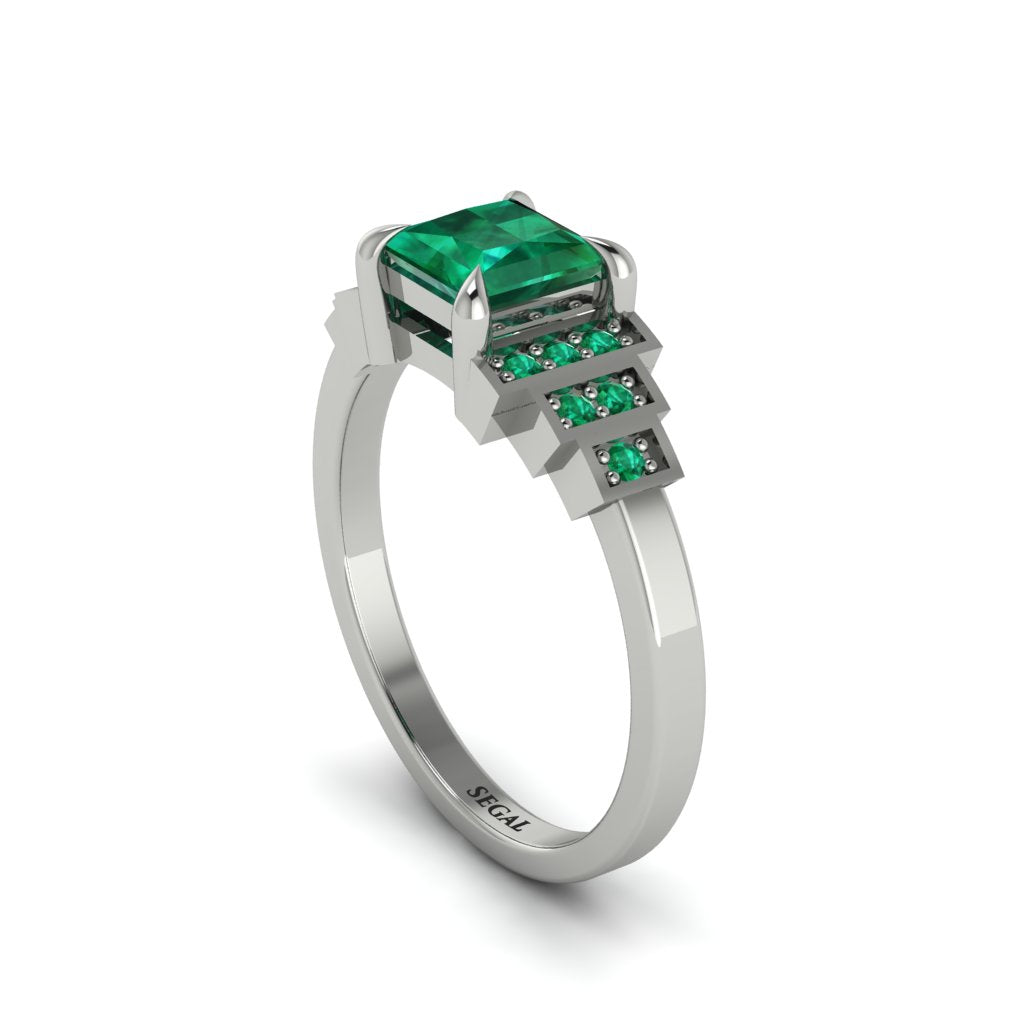 Emerald Geometric Princess Cut Engagement Ring - Thea No. 21