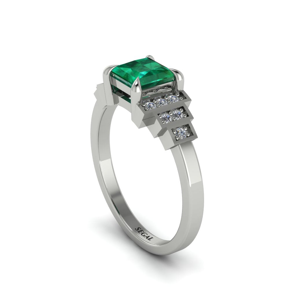 Emerald Geometric Princess Cut Engagement Ring - Thea No. 6