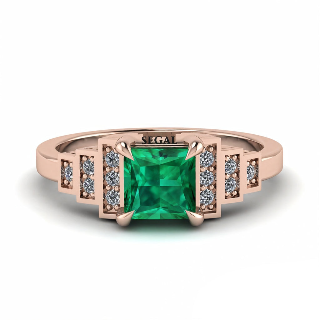 Emerald Geometric Princess Cut Engagement Ring - Thea No. 5