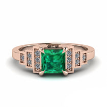 Emerald Geometric Princess Cut Engagement Ring - Thea No. 5 image 1