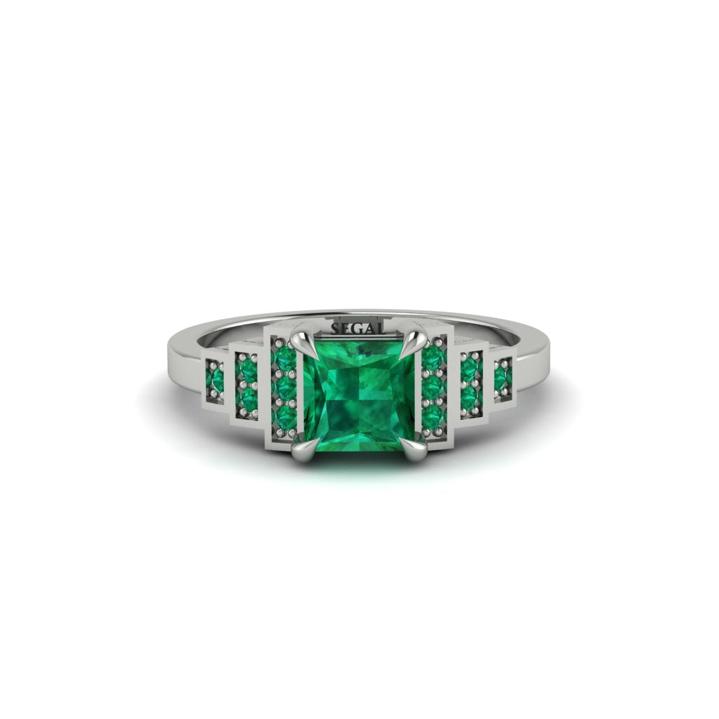 Emerald Geometric Princess Cut Engagement Ring - Thea No. 21