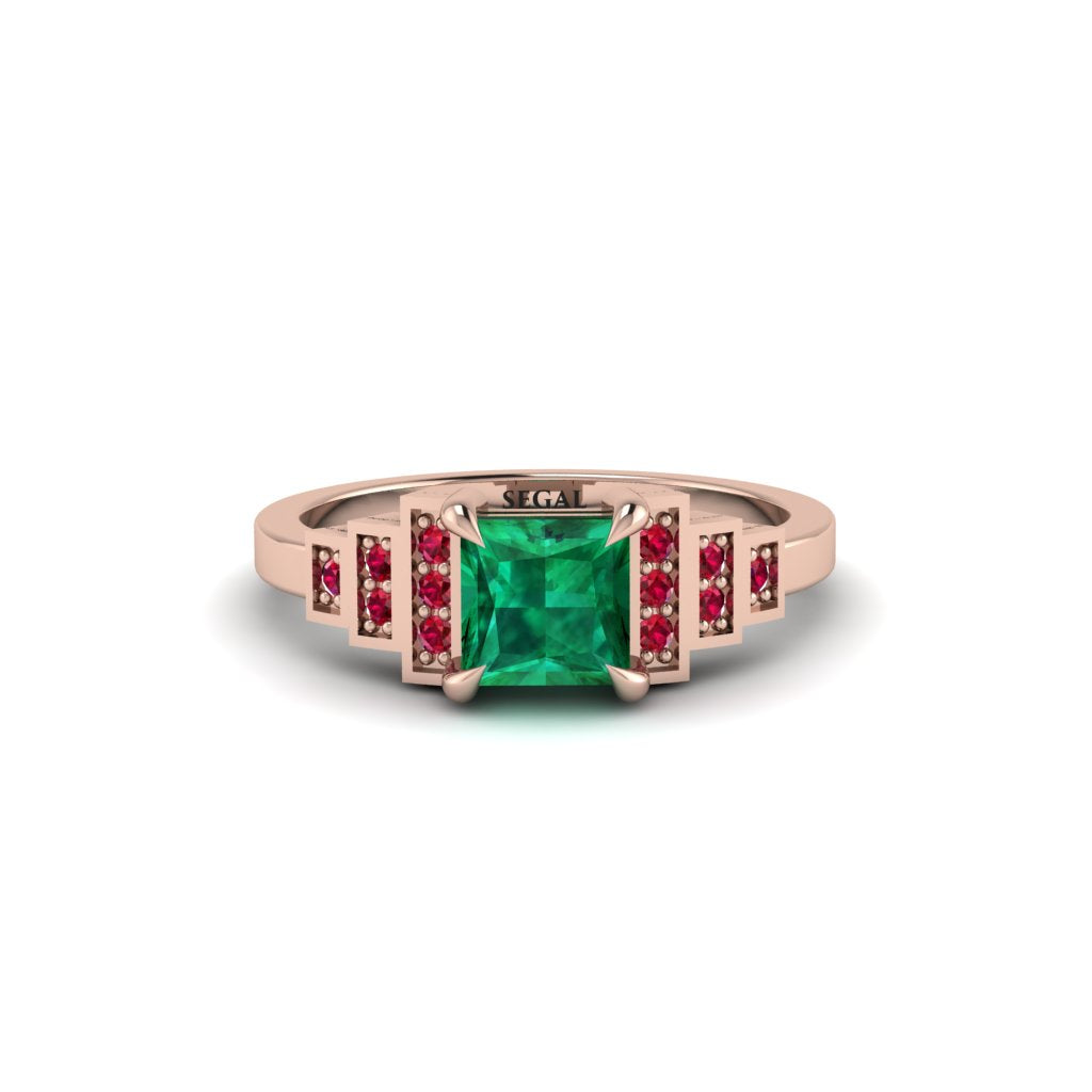 Emerald Geometric Princess Cut Engagement Ring - Thea No. 50