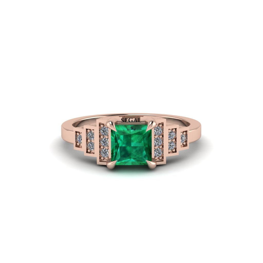 Emerald Geometric Princess Cut Engagement Ring - Thea No. 5